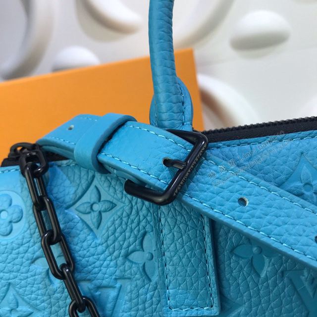 LV包 LV男包 M44476淺藍色牛皮 Runway bags 2020ss men’s走秀款 經典荔枝紋牛皮 LV手拎斜背包  ydh3245